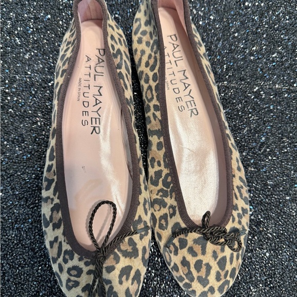 Paul Mayer Brown and Black Leopard Print Flats - Picture 1 of 9